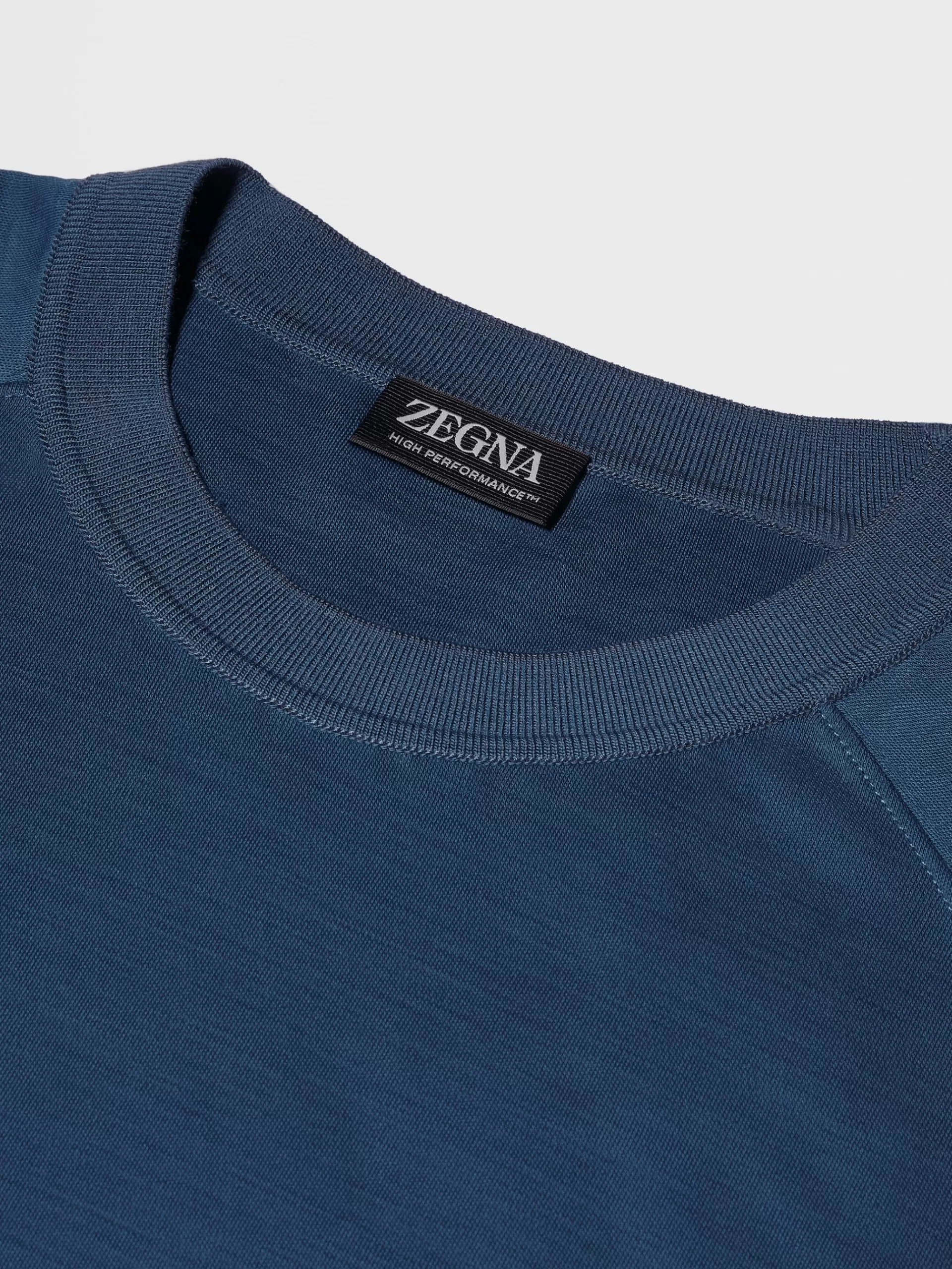 Online ZEGNA T-Shirt En Jersey De Laine High Performance™ Bleu Fonce