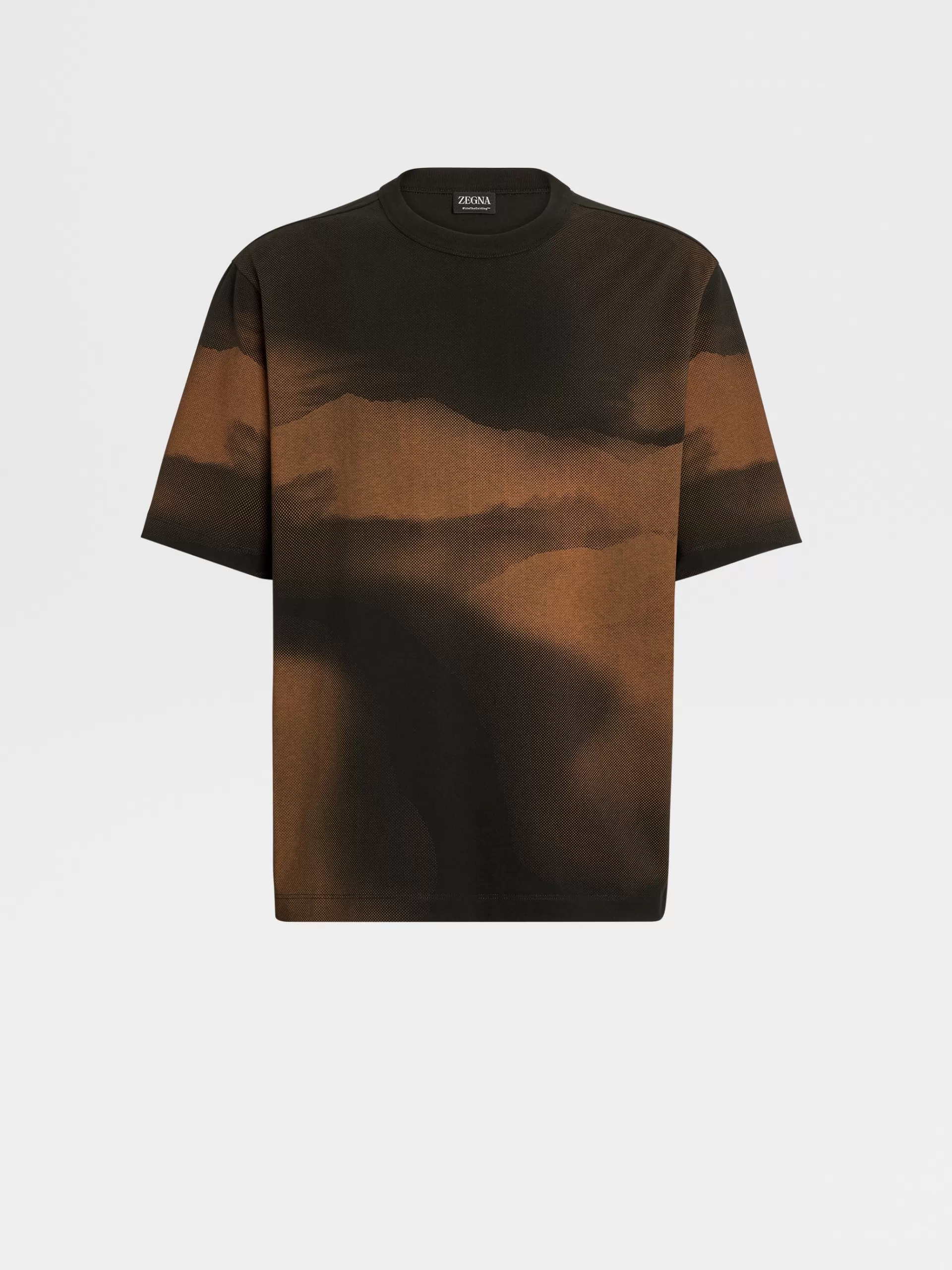 New ZEGNA T-Shirt Manches Courtes A Motif En Coton #Usetheexisting™ Noir Et Marron Vigogne Delave Noir/Marron Vigogne