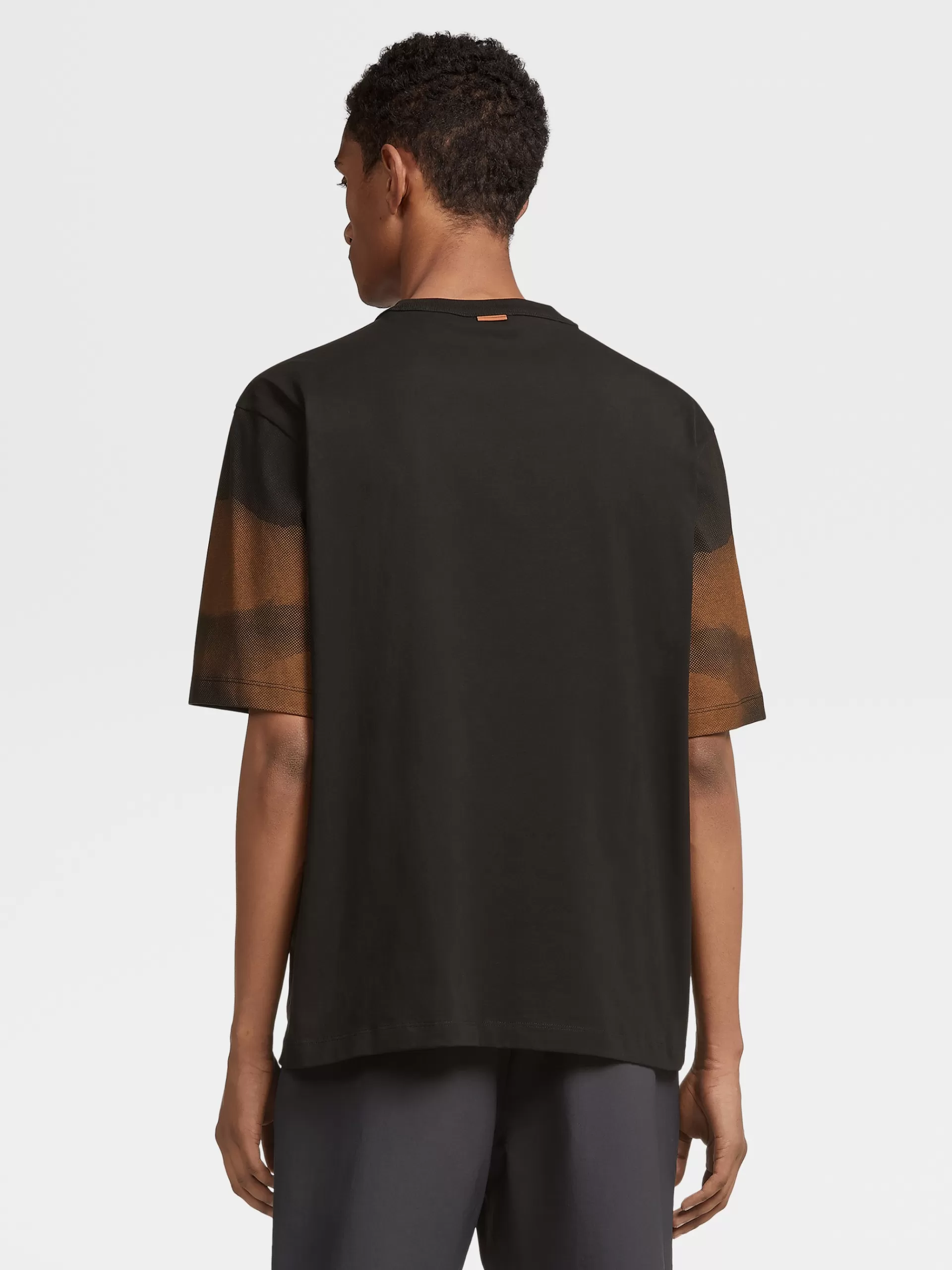 New ZEGNA T-Shirt Manches Courtes A Motif En Coton #Usetheexisting™ Noir Et Marron Vigogne Delave Noir/Marron Vigogne