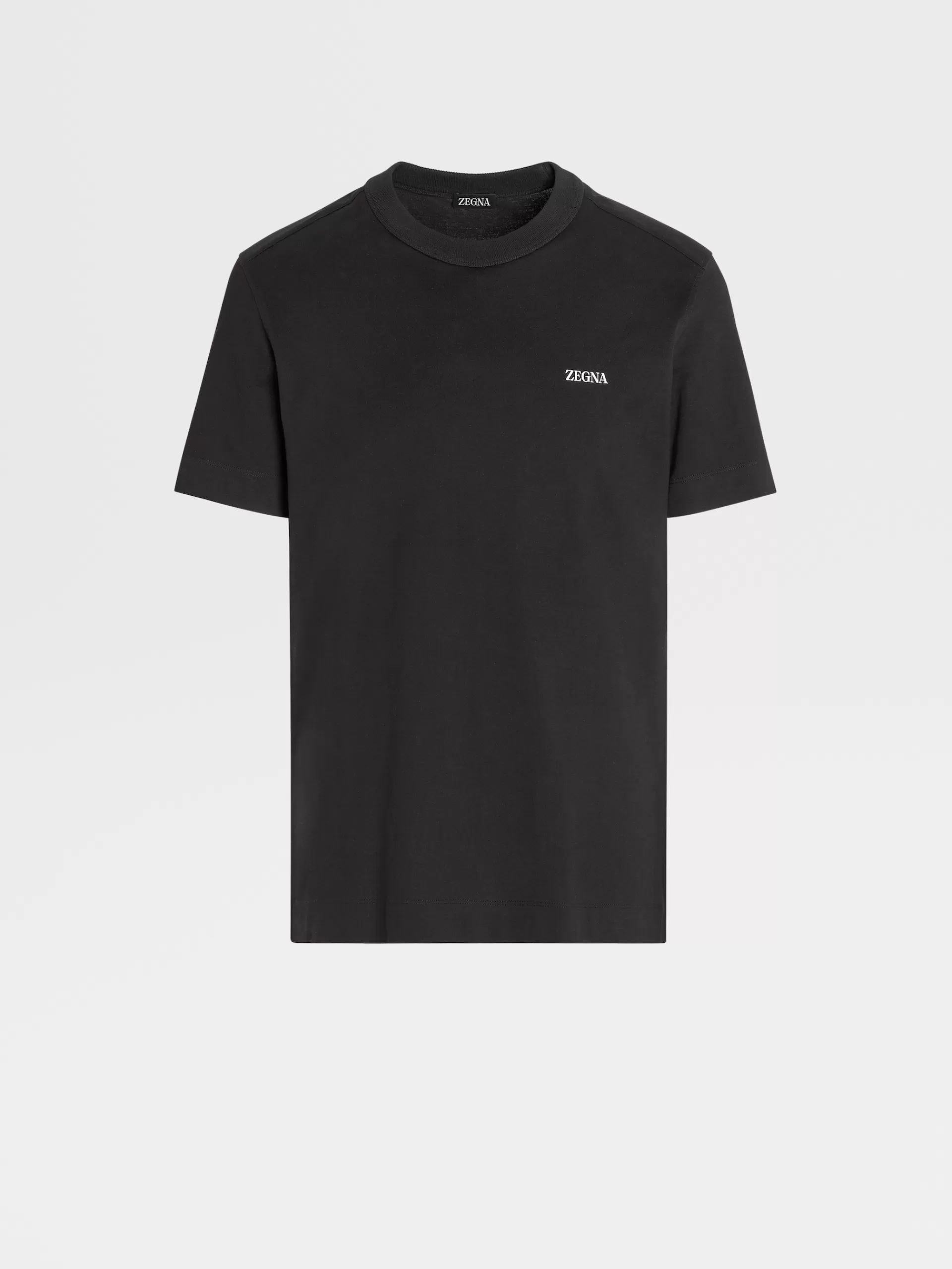 Cheap ZEGNA T-Shirt Manches Courtes En Coton Pur Noir