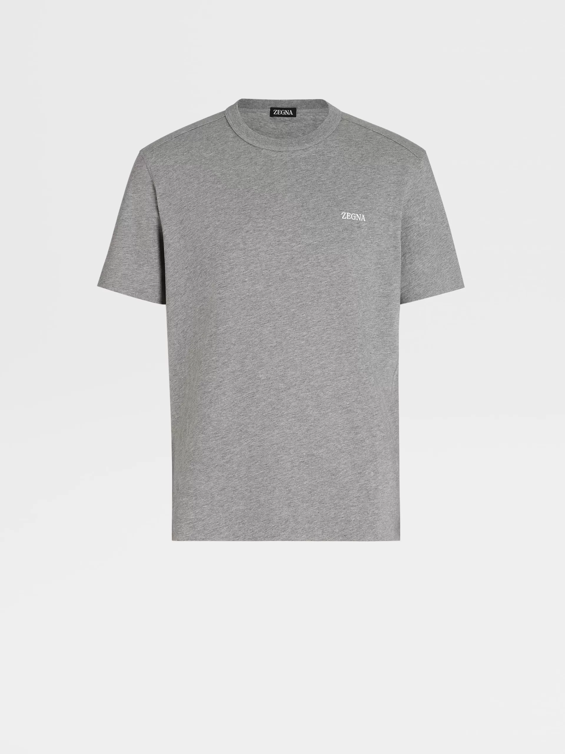 Best Sale ZEGNA T-Shirt Manches Courtes En Coton Pur Gris Chine