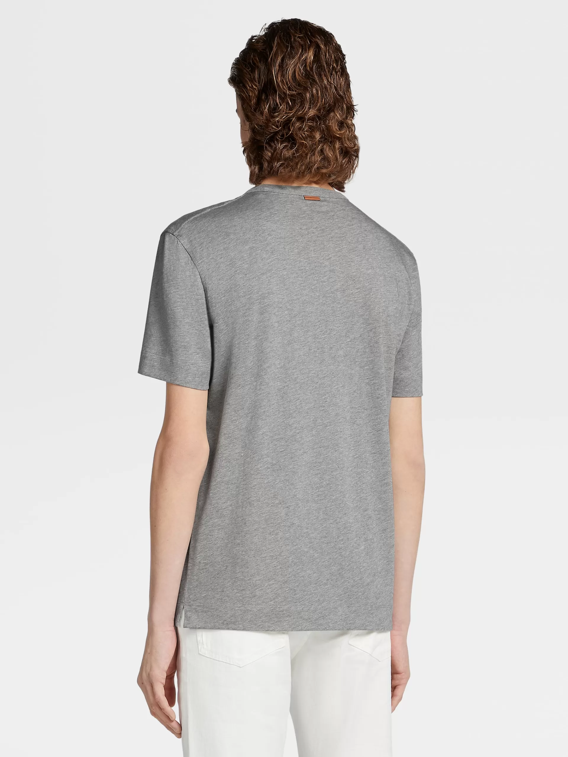 Best Sale ZEGNA T-Shirt Manches Courtes En Coton Pur Gris Chine