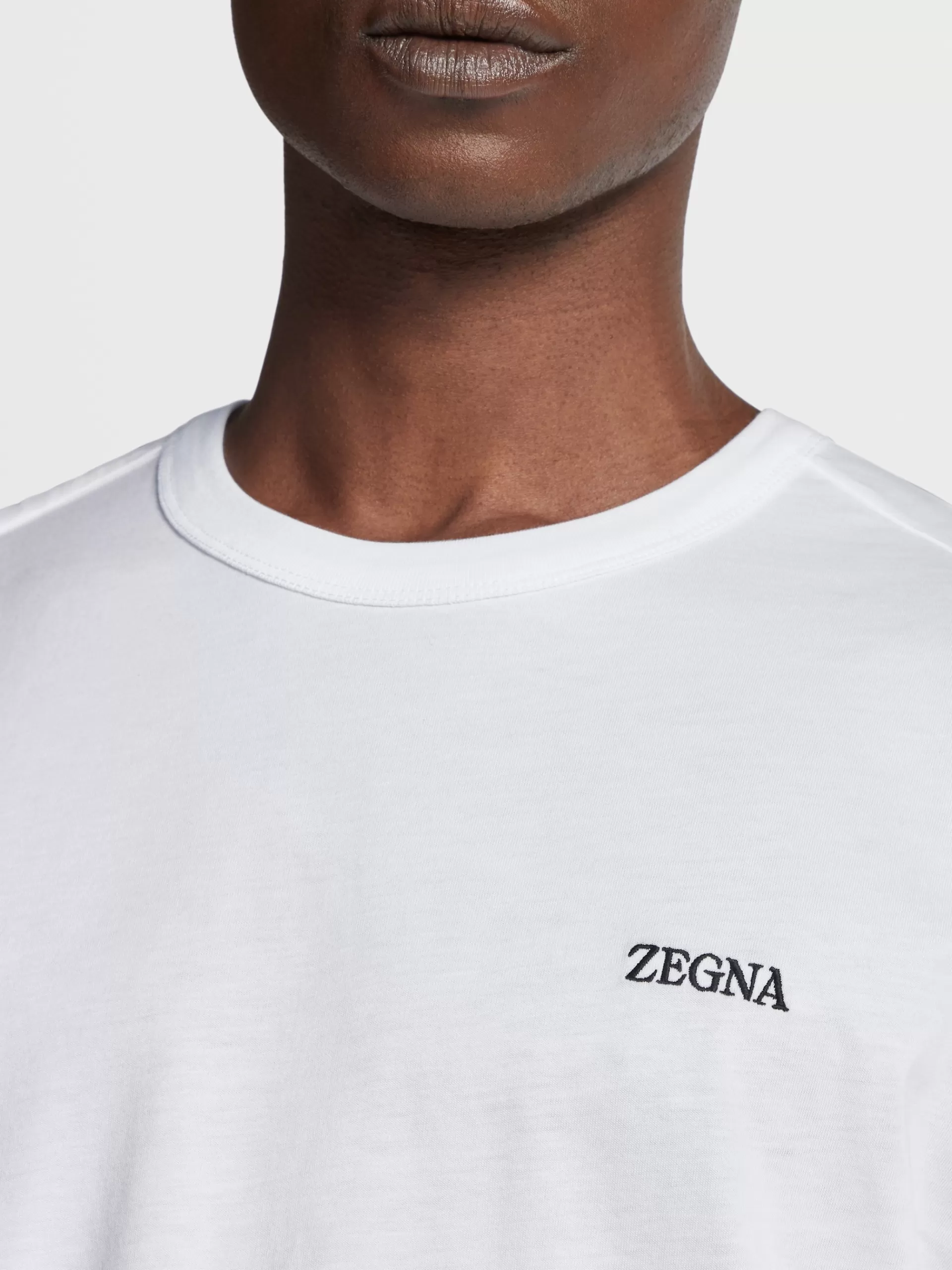 Online ZEGNA T-Shirt Manches Courtes En Coton Pur Blanc