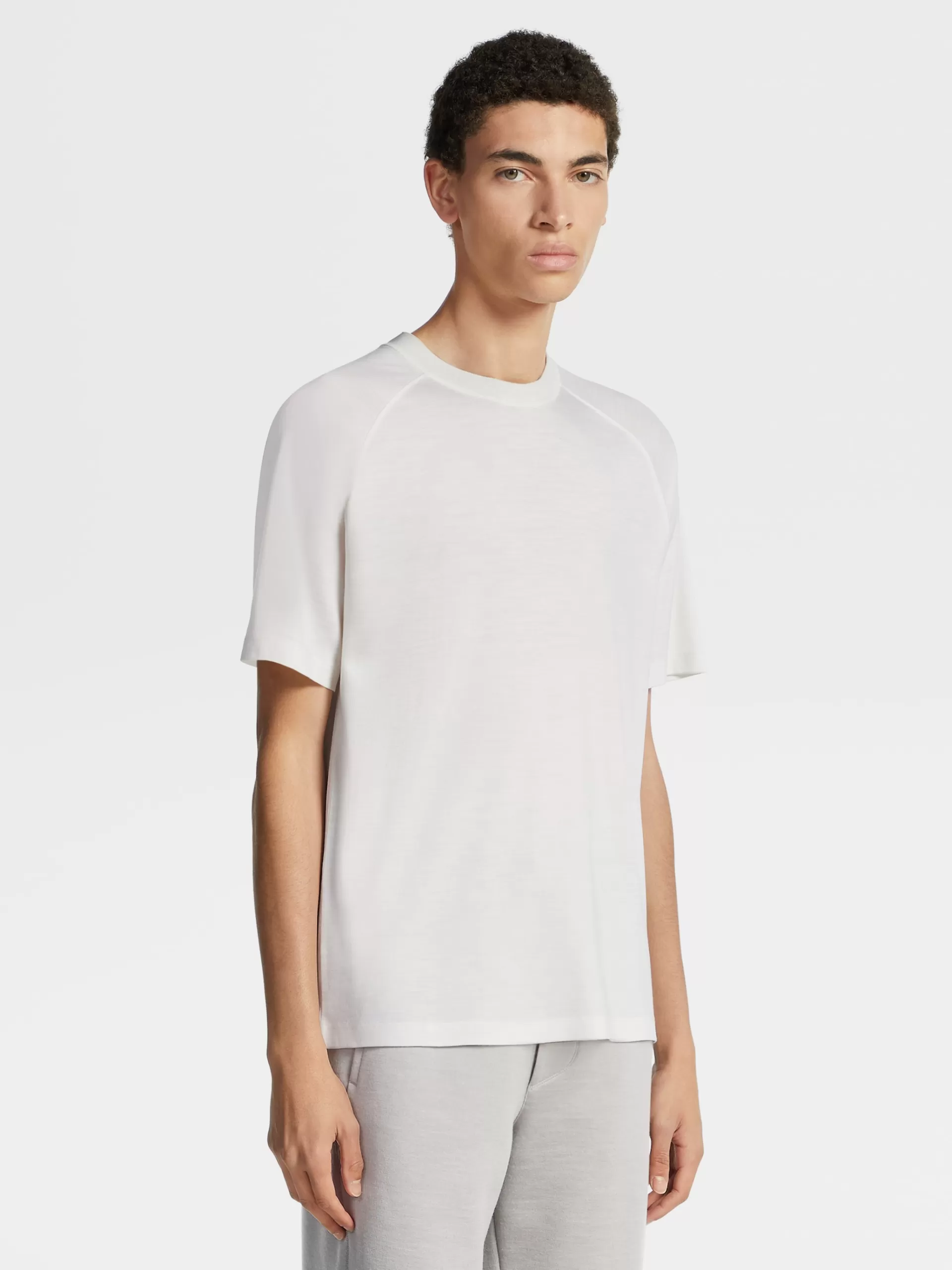 Cheap ZEGNA T-Shirt Manches Courtes En Laine High Performance™ Blanc