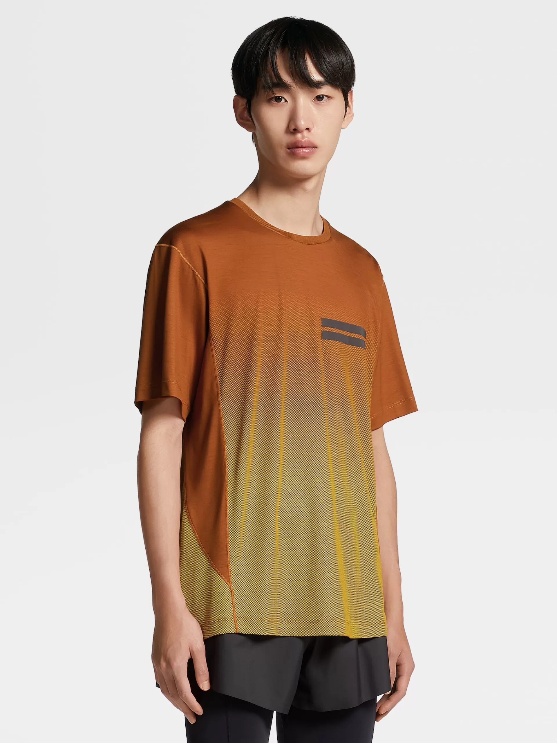 Clearance ZEGNA T-Shirt Manches Courtes En Laine High Performance™Delave Marron Vigogne Vif