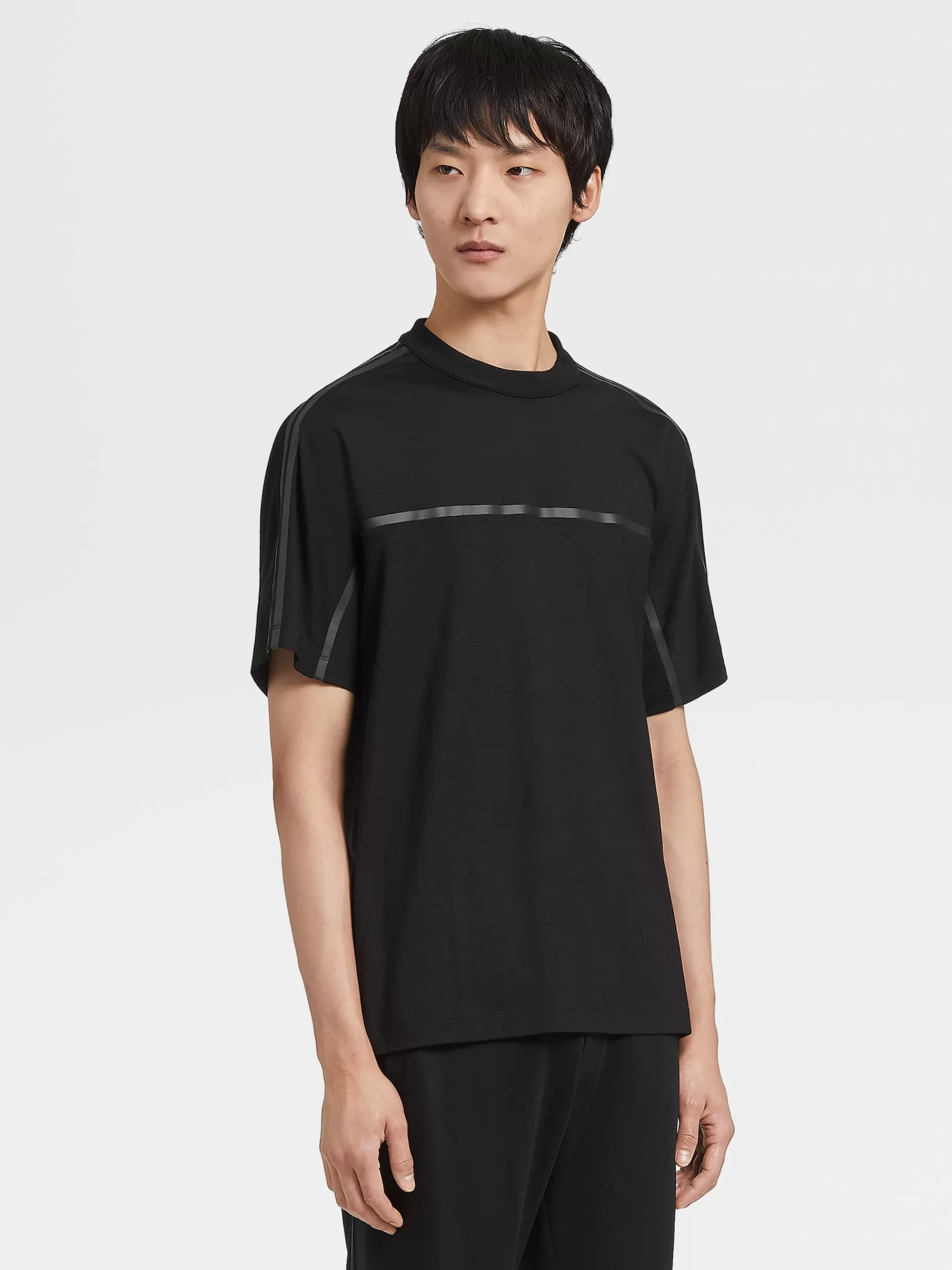 Discount ZEGNA T-Shirt Manches Courtes En Laine Techmerino™ Noir