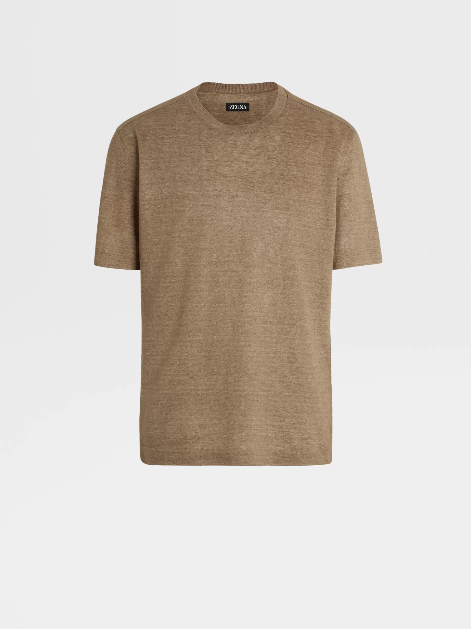 Best ZEGNA T-Shirt Manches Courtes En Lin Pur Vert Kaki Clair