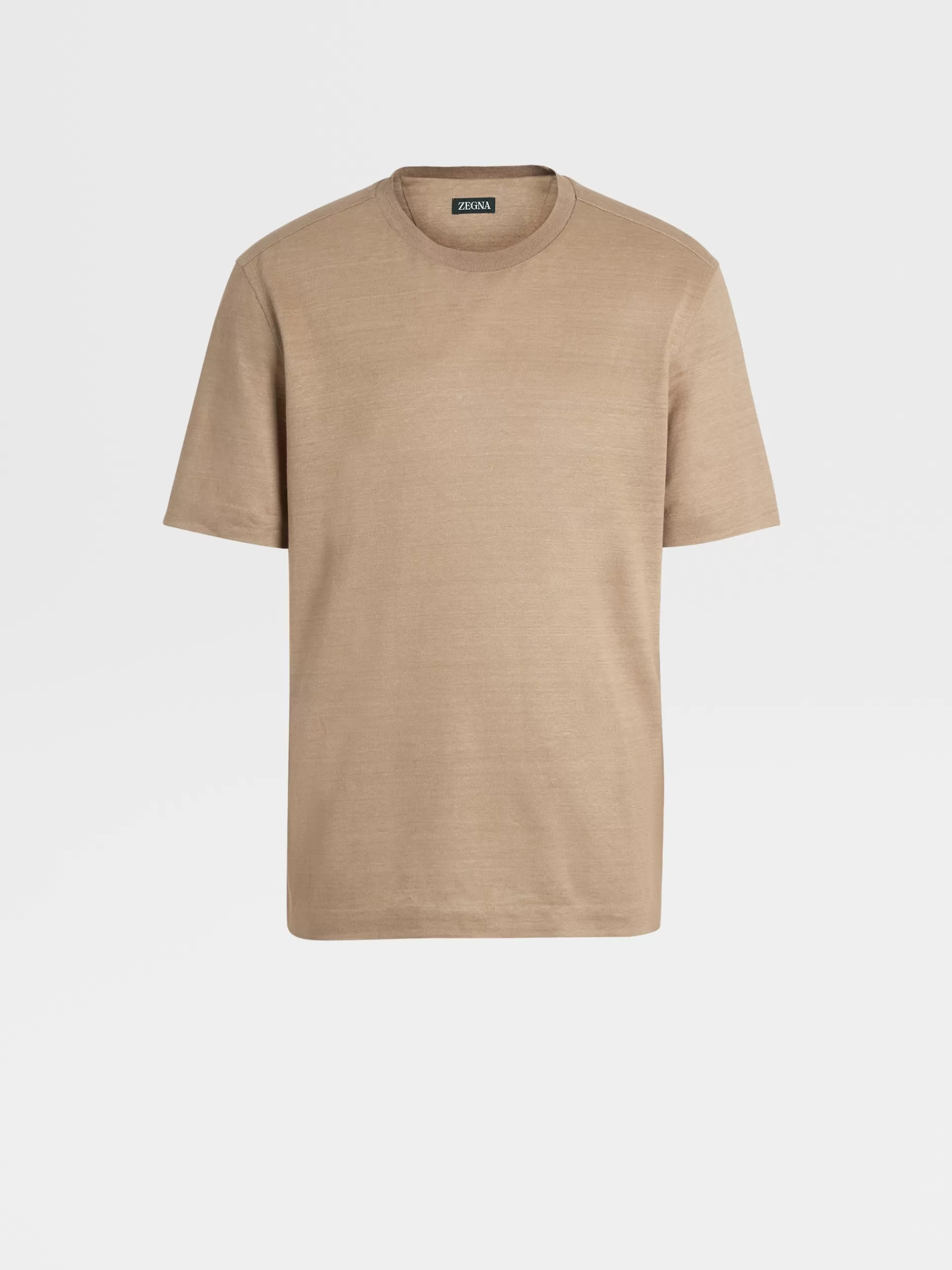 Discount ZEGNA T-Shirt Manches Courtes En Lin Pur Camel