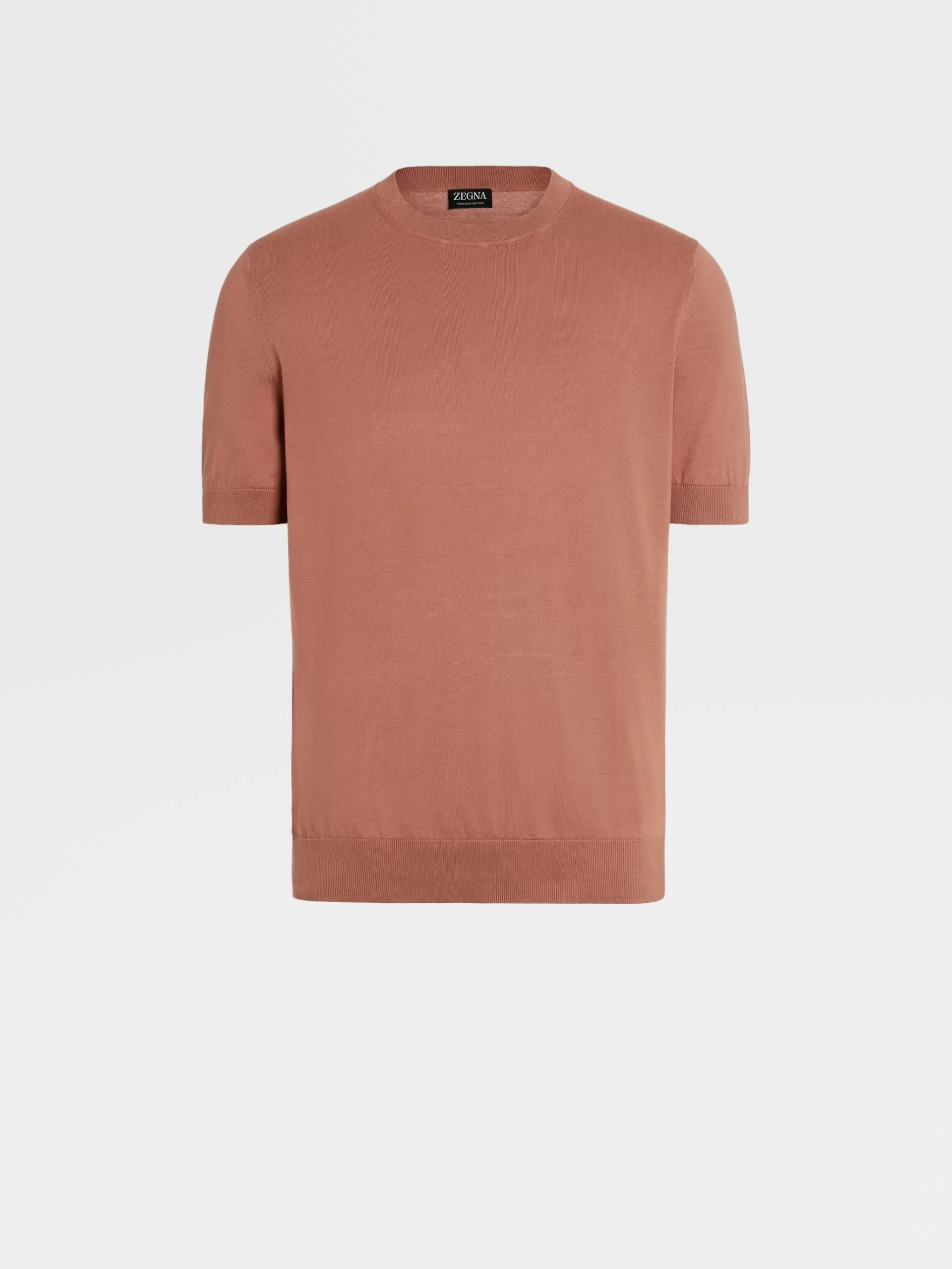 Sale ZEGNA T-Shirt Manches Courtes En Maille De Premium Cotton Bordeaux Clair