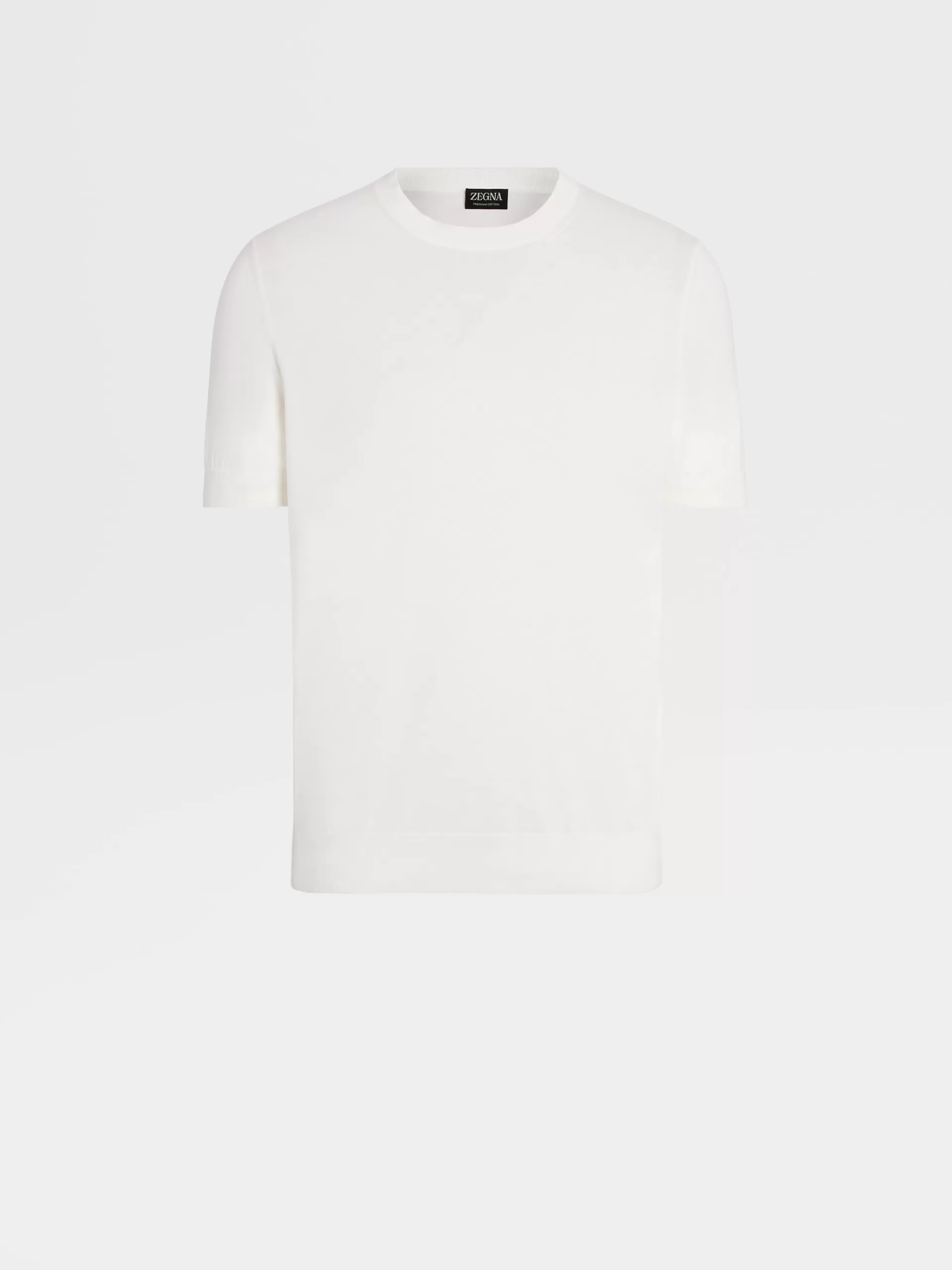 Outlet ZEGNA T-Shirt Manches Courtes En Maille De Premium Cotton Blanc