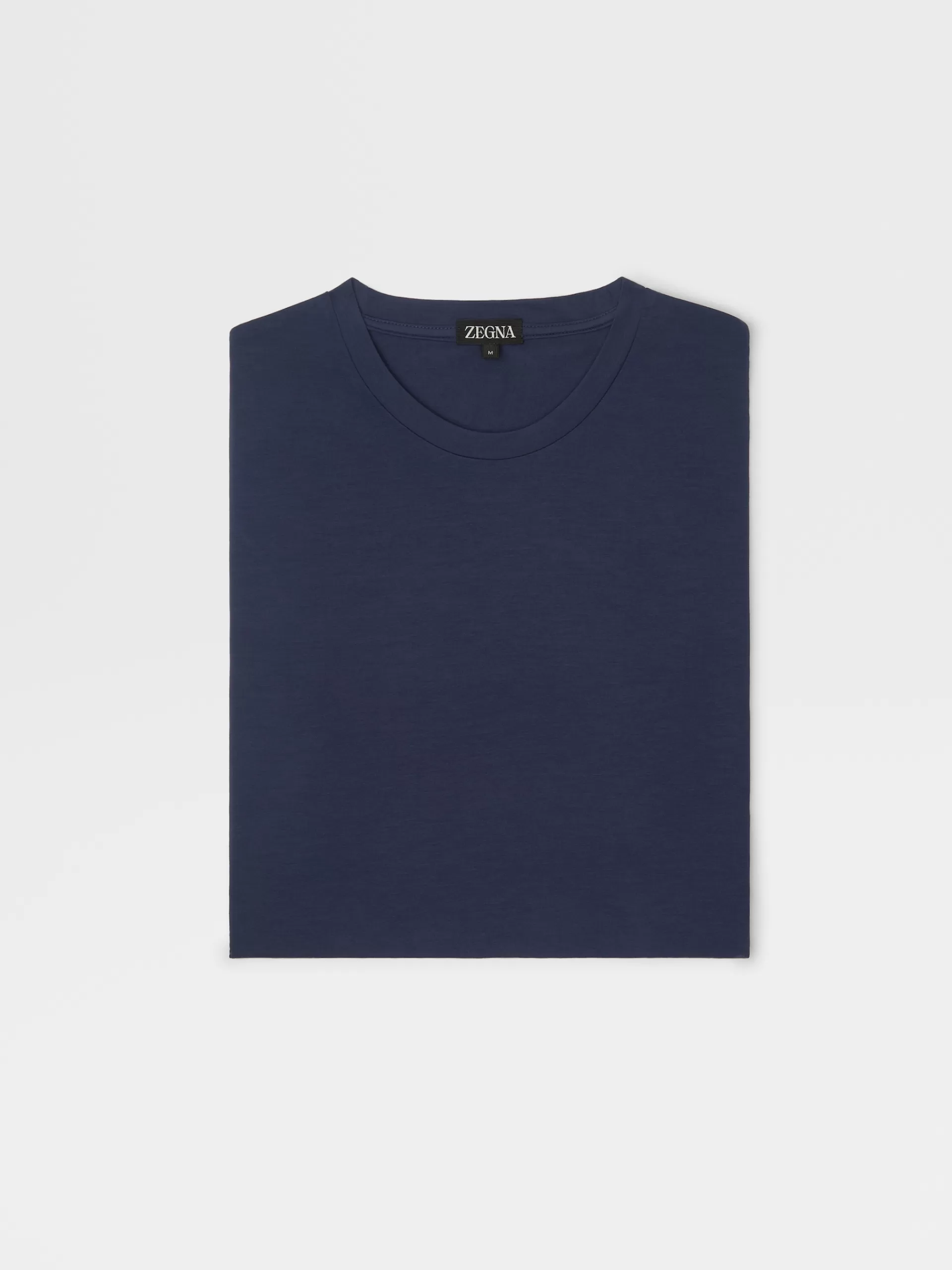 New ZEGNA T-Shirt Ras Du Cou En Modal Extensible Bleu Marine