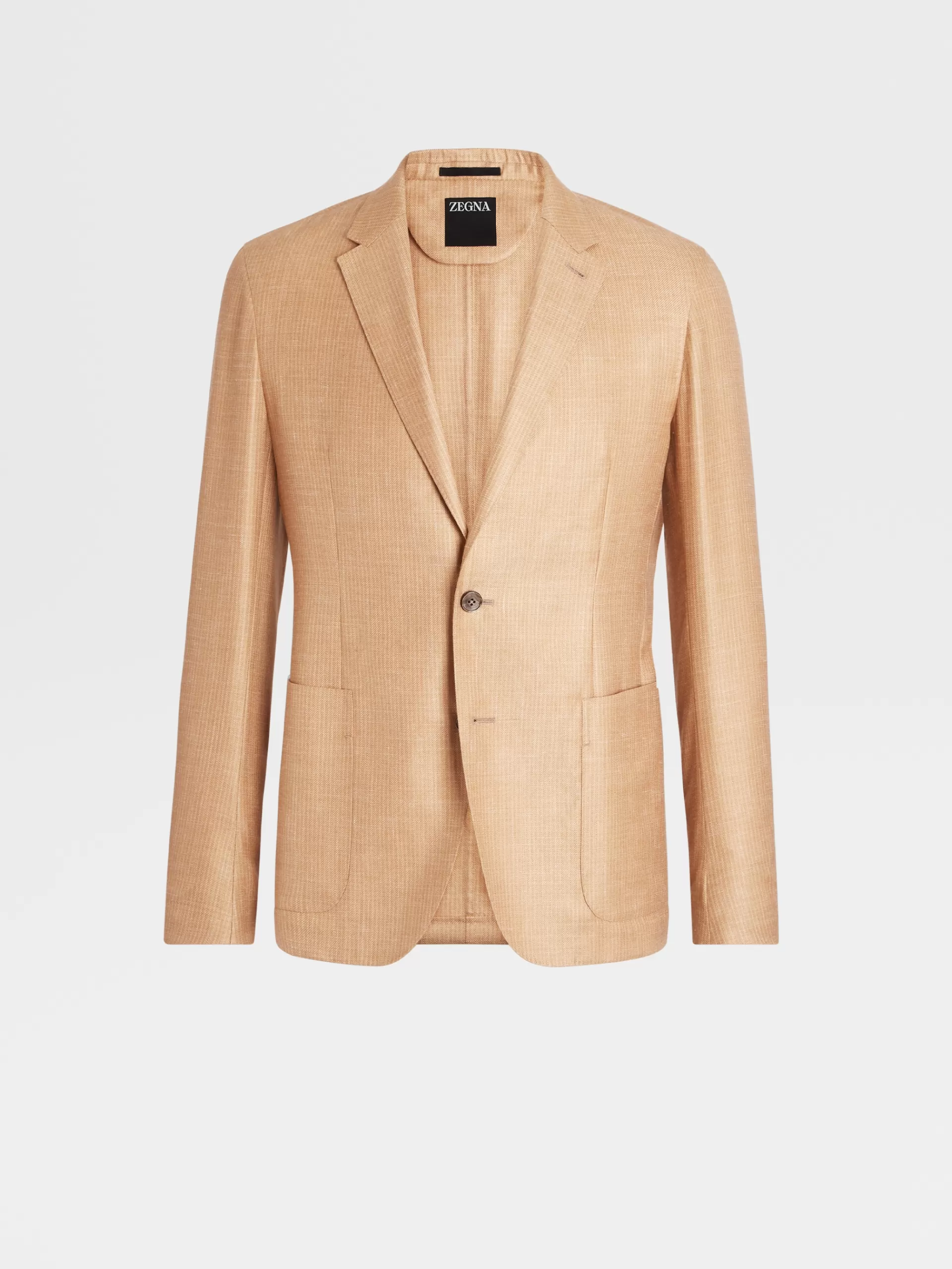 Store ZEGNA Veste Chemise En Soie, Cachemire Et Lin Beige Clair A Fines Rayures Beige Clair/Beige