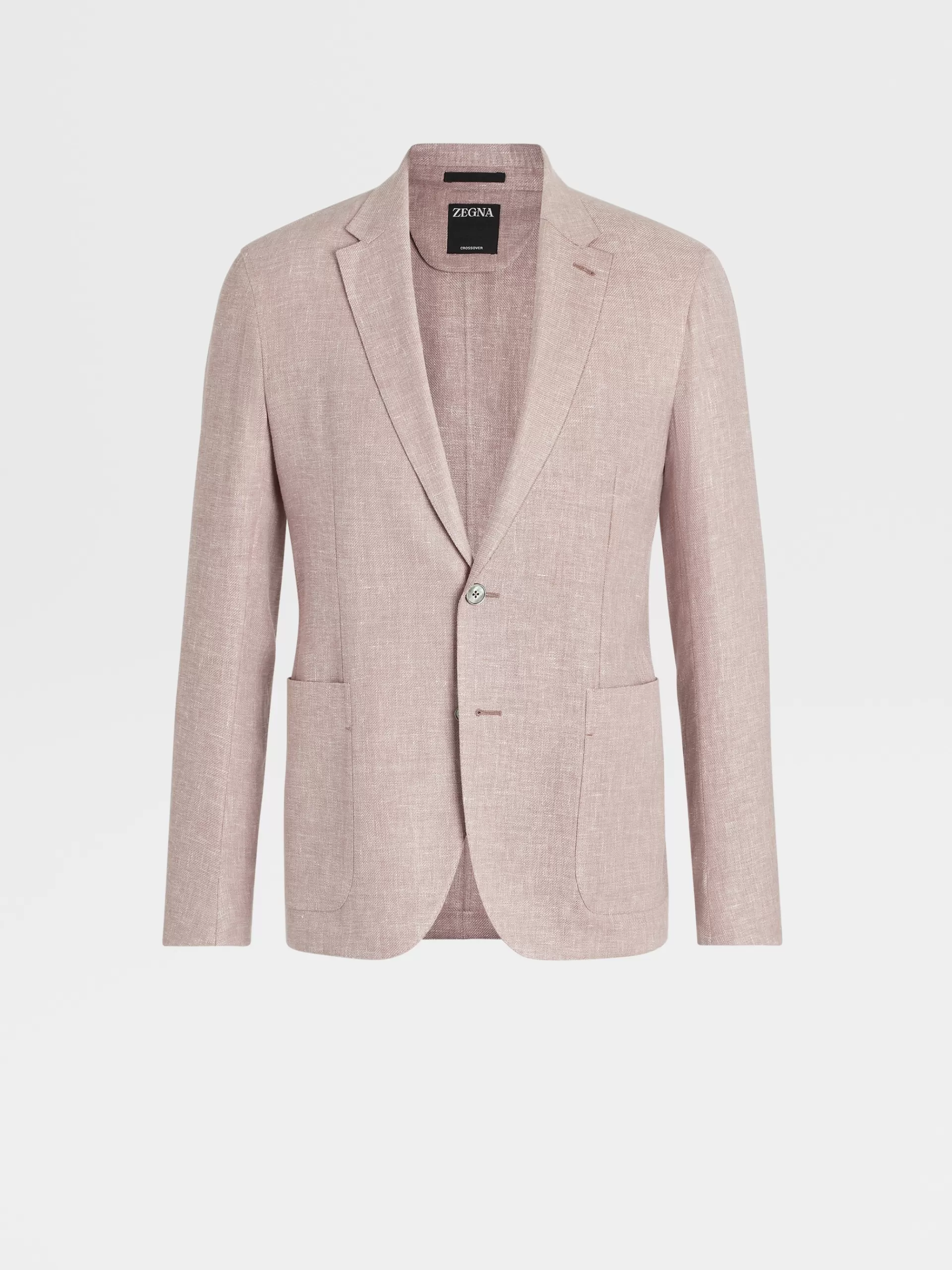 Discount ZEGNA Veste Chemise Microstructuree En Tissu Crossover De Lin Et Laine Melanges Rose Poudre