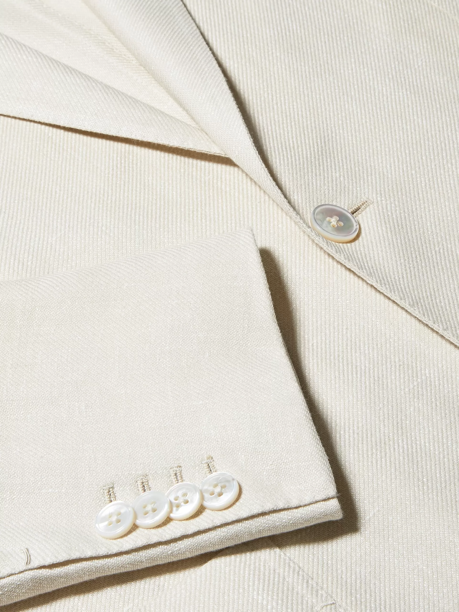 New ZEGNA Veste Chemise Microstructuree En Tissu Crossover De Lin Et Laine Melanges Blanc Casse