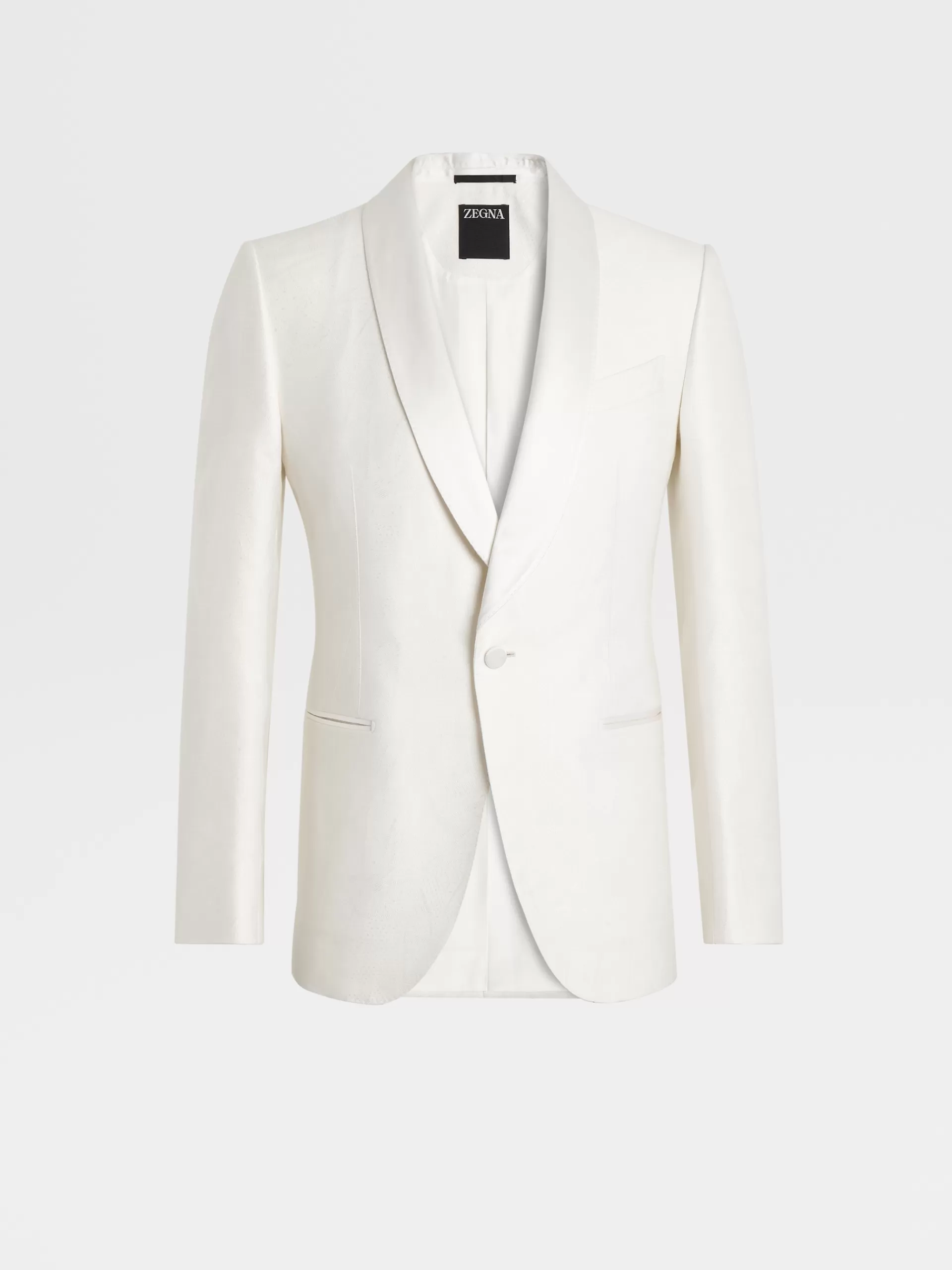 Best Sale ZEGNA Veste De Soiree En Jacquard De Soie Et Laine Melangees Blanc Casse