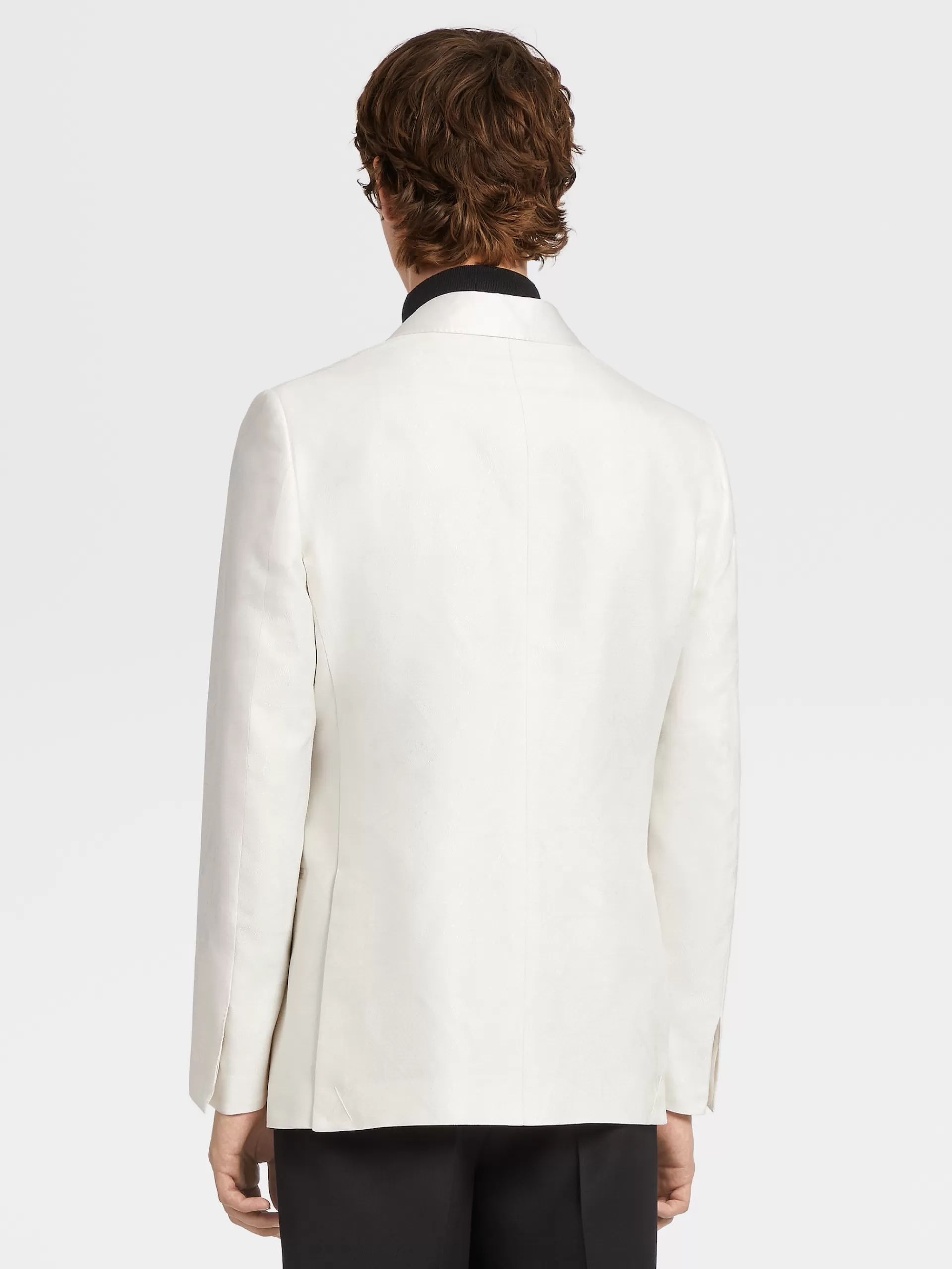 Best Sale ZEGNA Veste De Soiree En Jacquard De Soie Et Laine Melangees Blanc Casse
