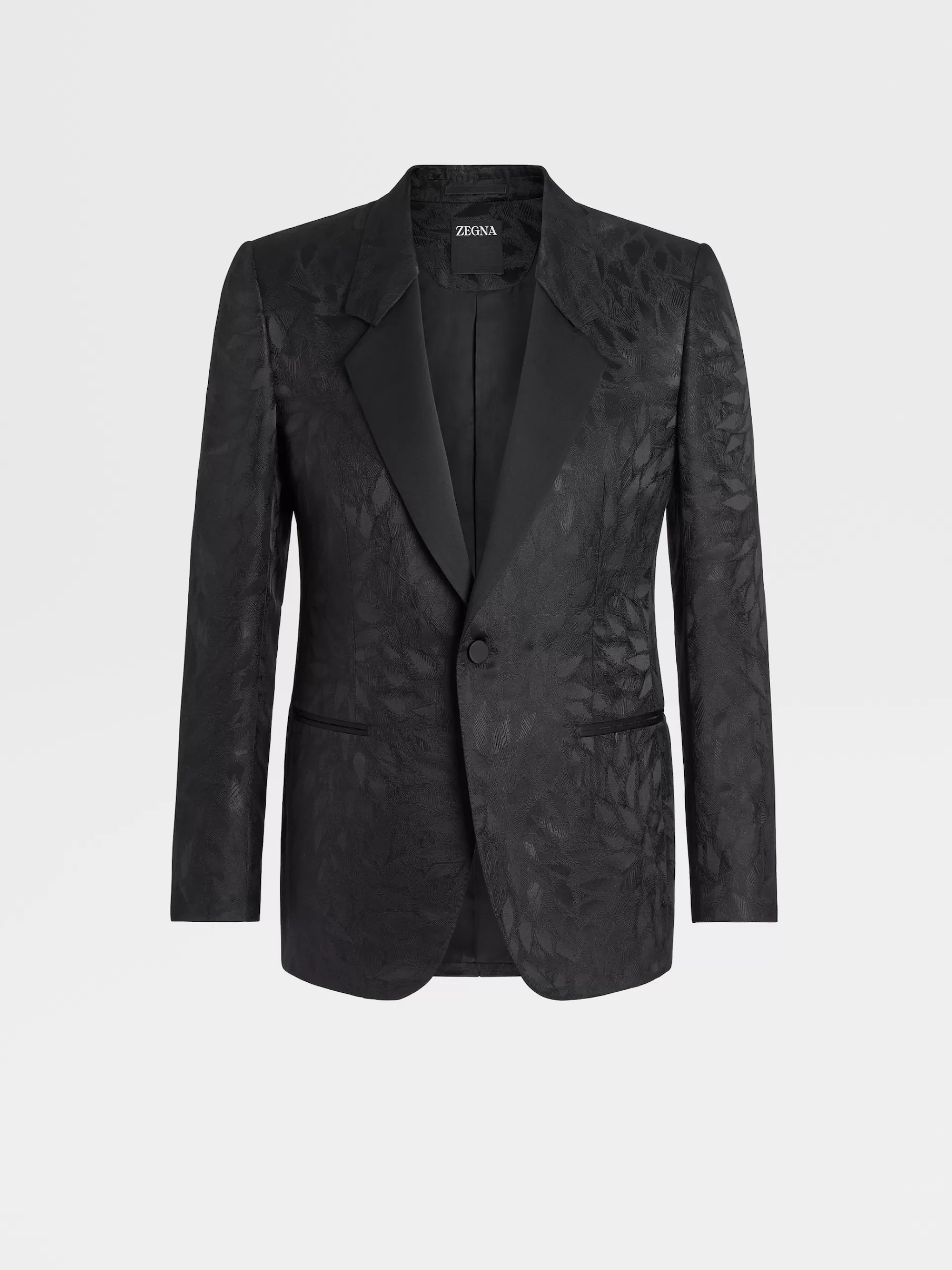 Store ZEGNA Veste De Soiree En Jacquard De Soie Et Lainee Noir