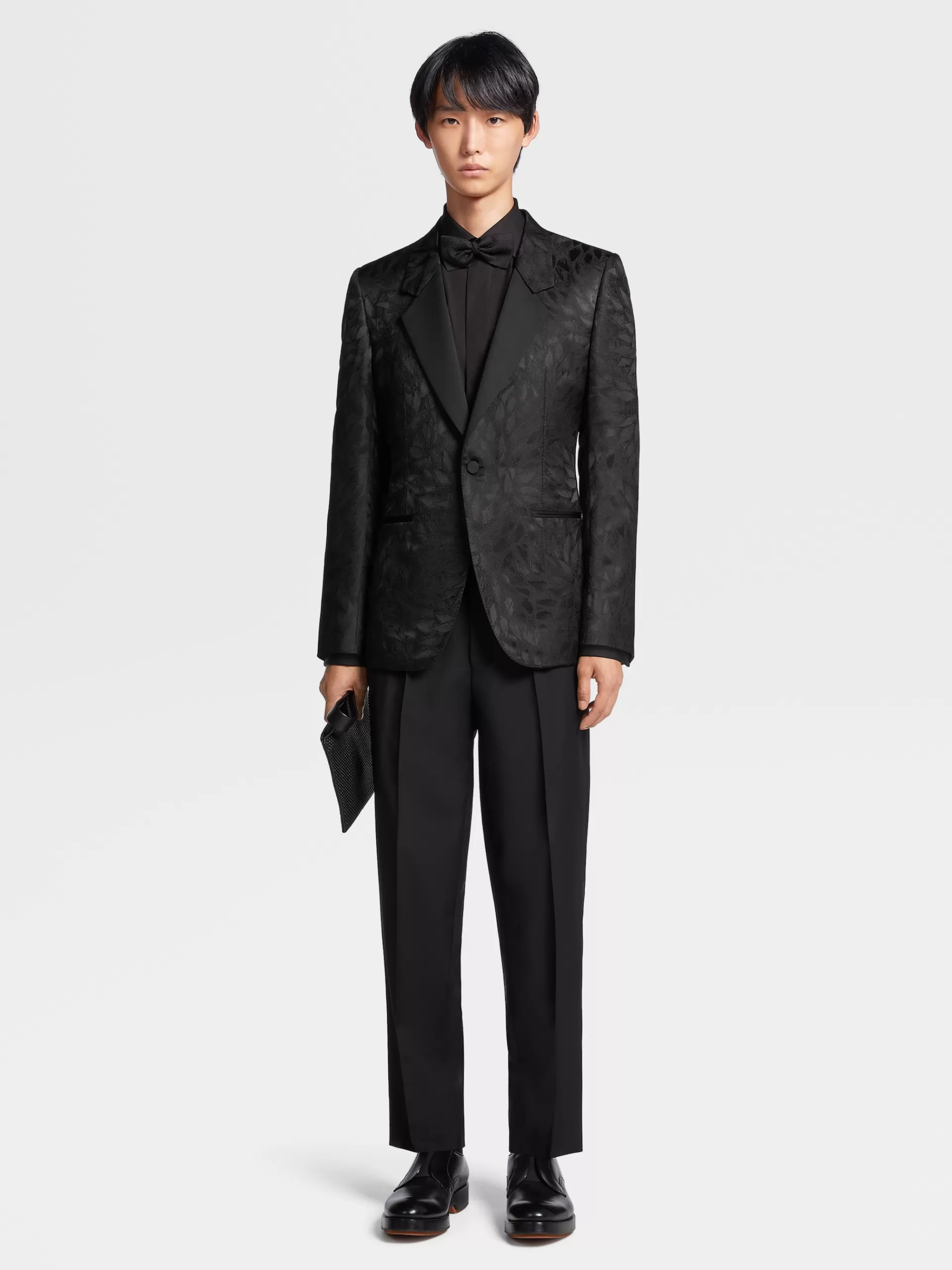 Store ZEGNA Veste De Soiree En Jacquard De Soie Et Lainee Noir