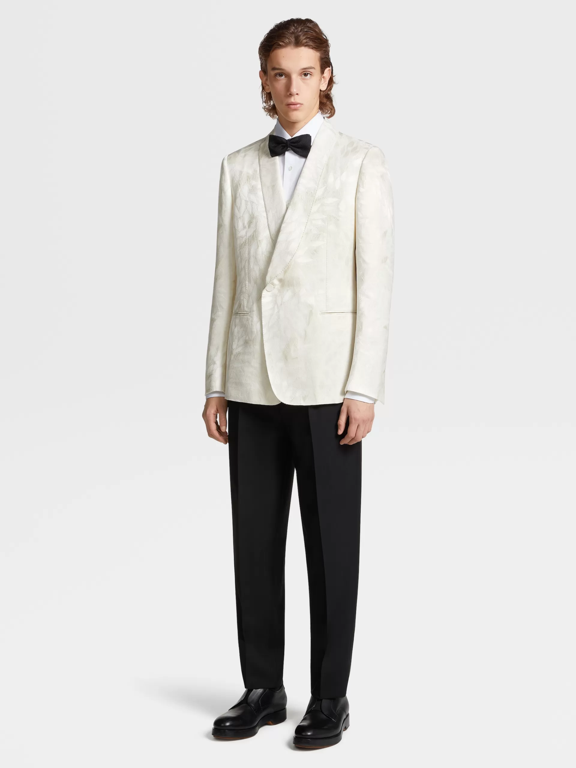 New ZEGNA Veste De Soiree En Jacquard De Soie Et Lainehe Blanc