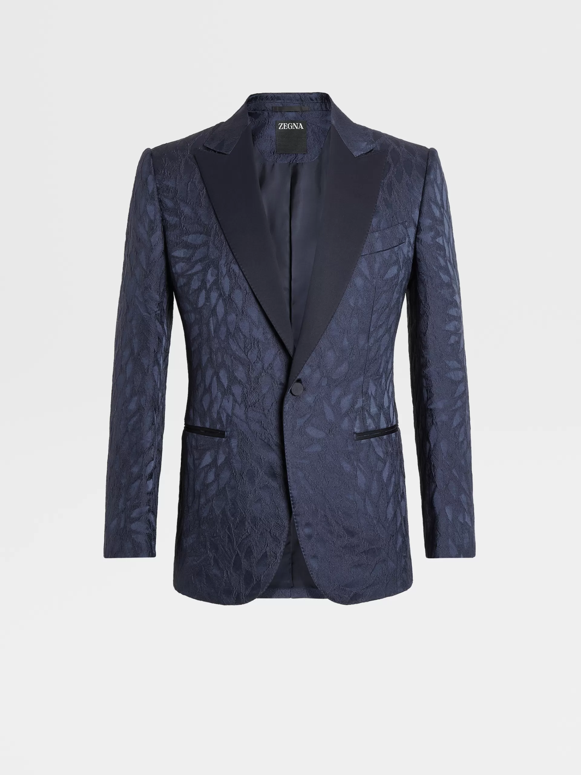 Best ZEGNA Veste De Soiree En Jacquard De Soie Melangee Bleu Marine