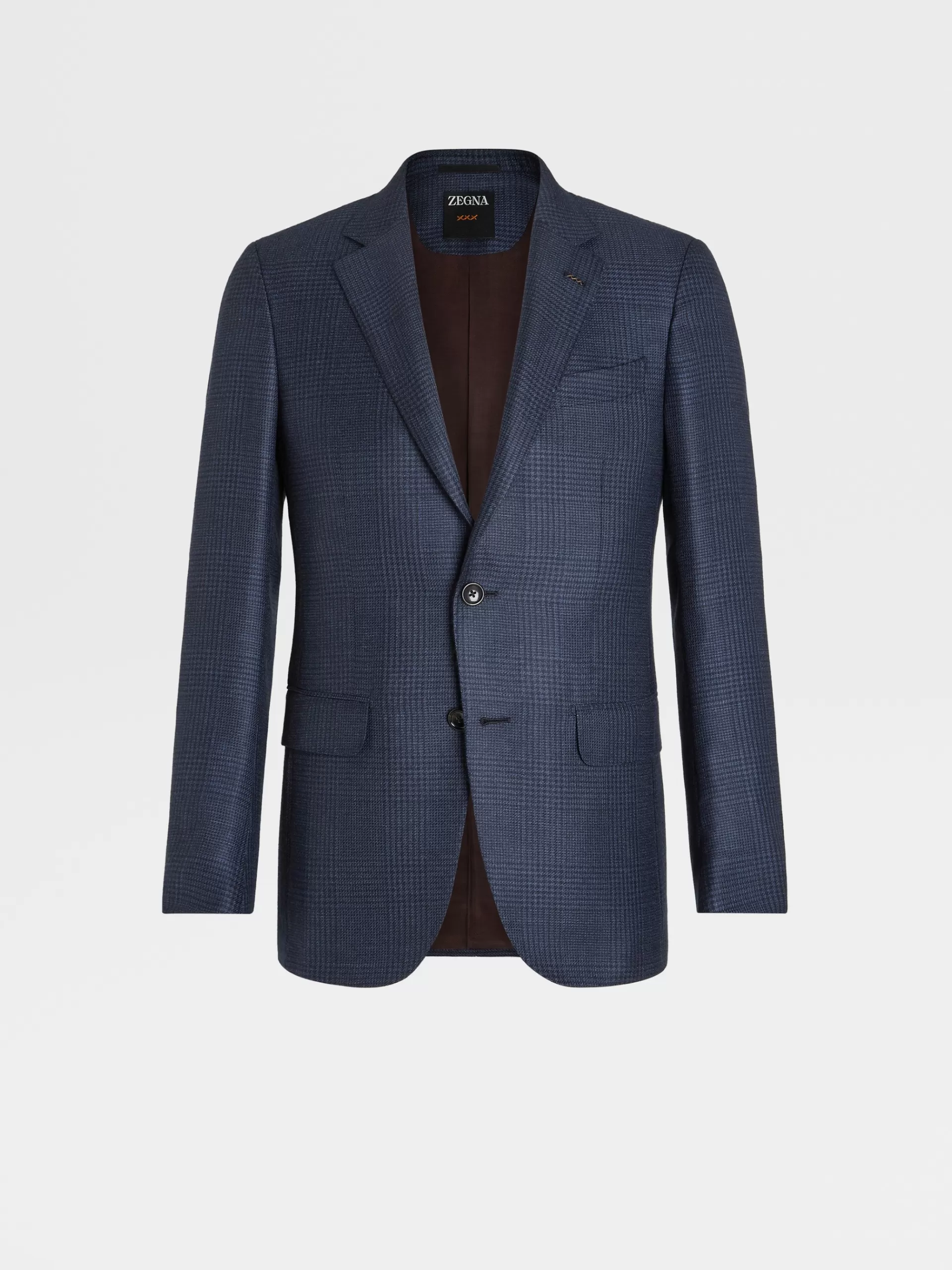 Cheap ZEGNA Veste En Cachemire Et Soie Bleu Et Bleu Marine A Motif Prince De Galles Bleu/Bleu Marine