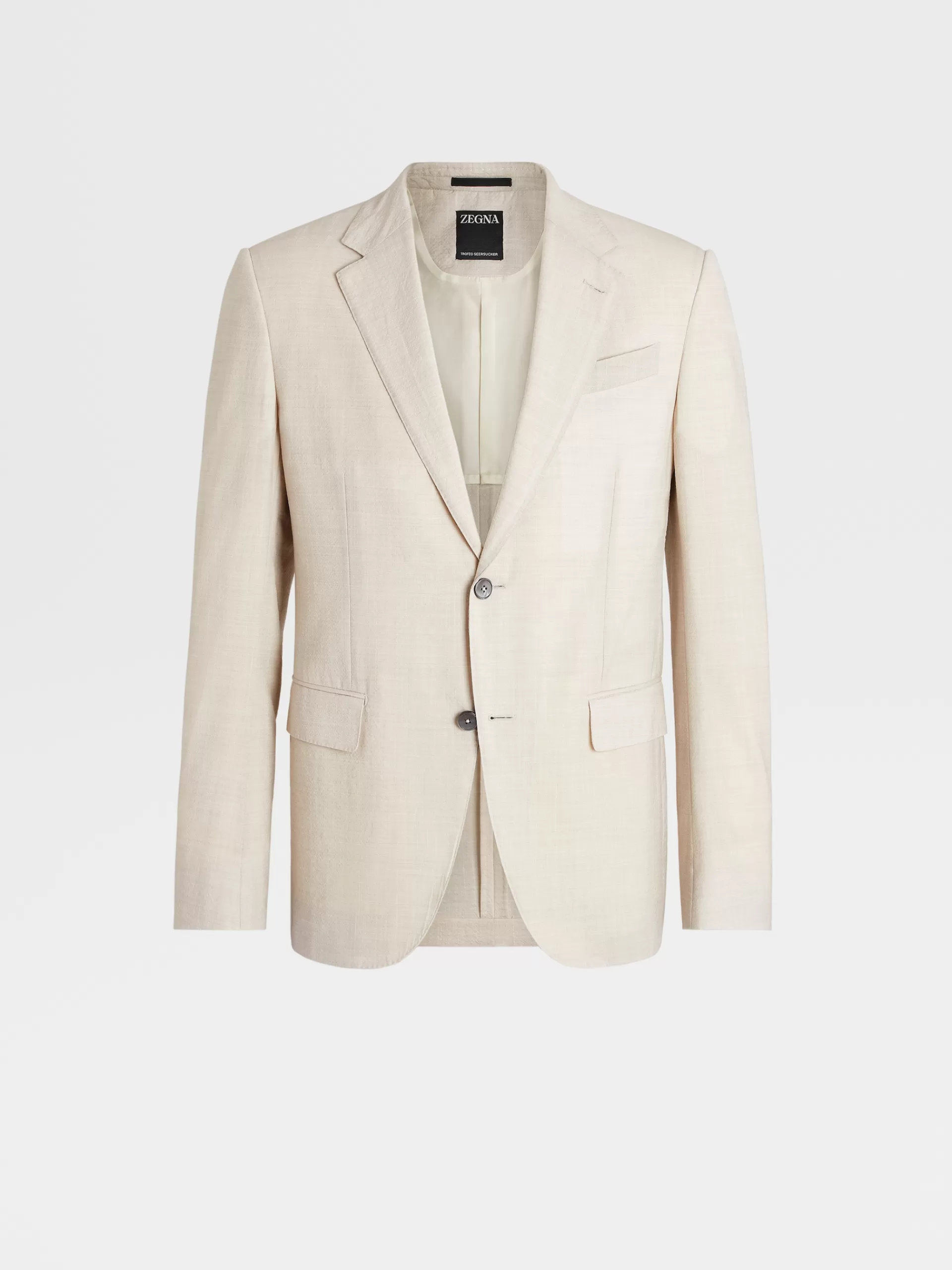 Online ZEGNA Veste En En Trofeo™ Seersucker De Laine, Soie Et Lina Micro-Carreaux Blanc Casse