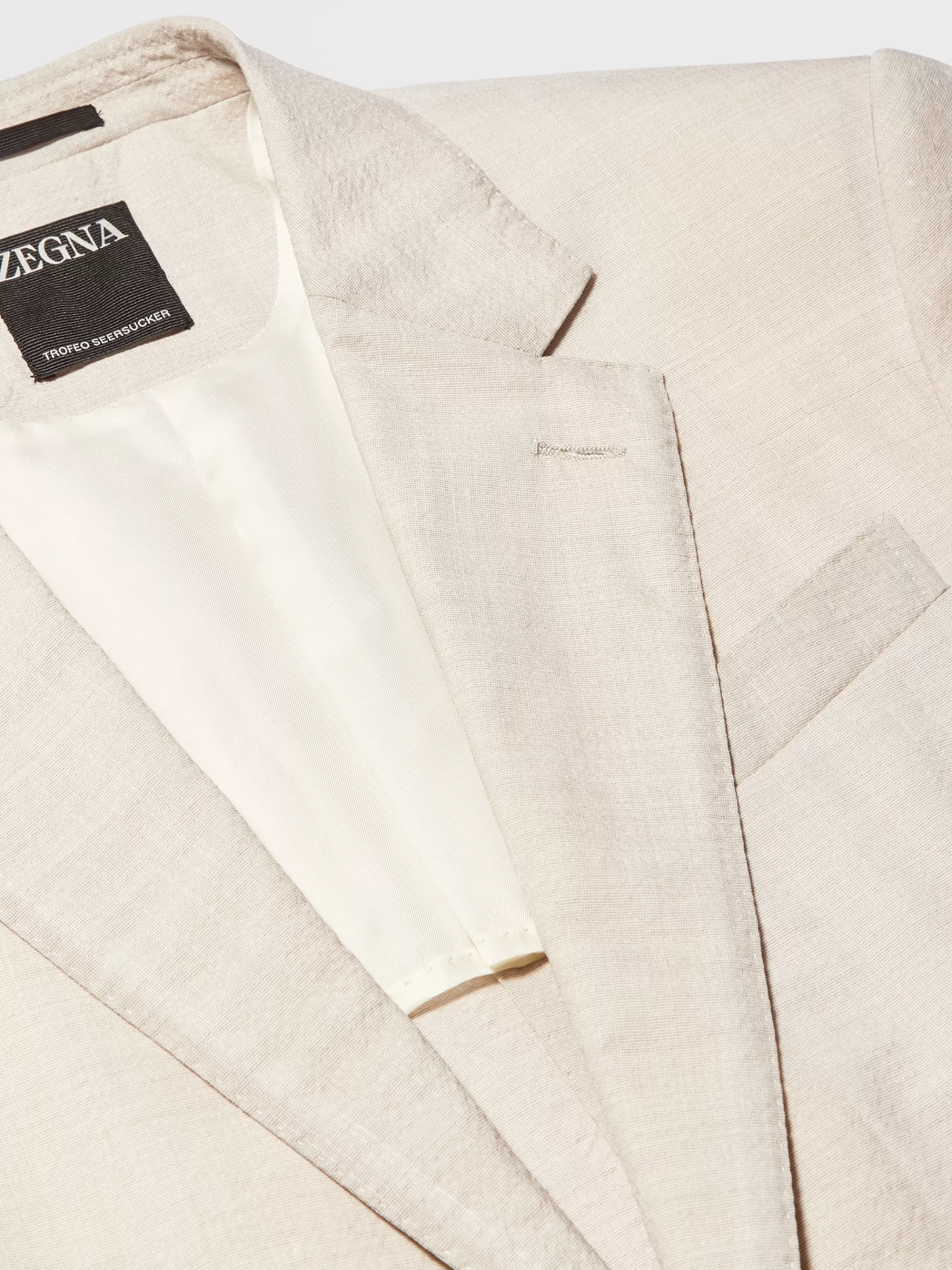 Online ZEGNA Veste En En Trofeo™ Seersucker De Laine, Soie Et Lina Micro-Carreaux Blanc Casse