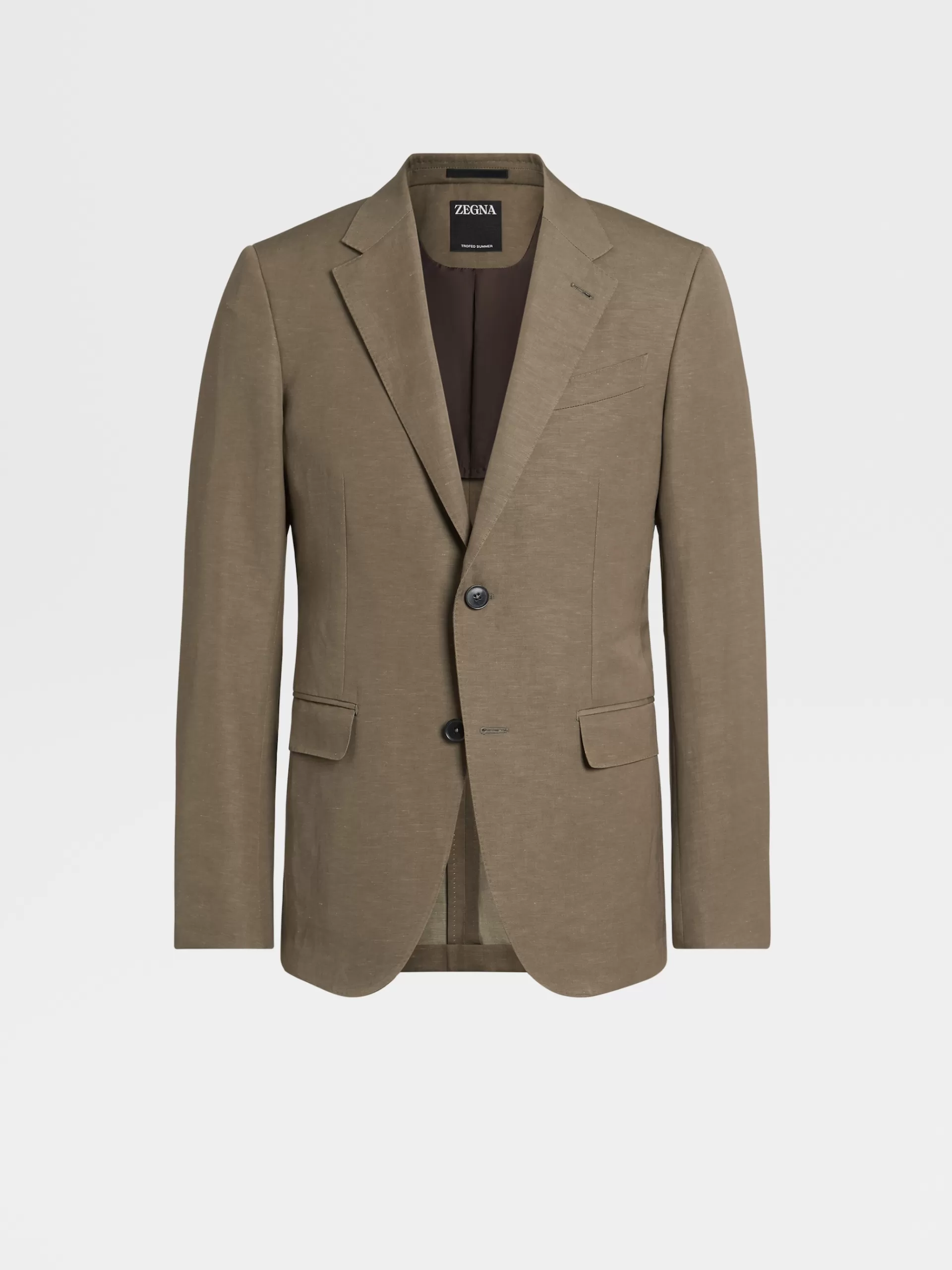 Cheap ZEGNA Veste En Laine Et Lin Trofeo™ Summer Vert Kaki Clair