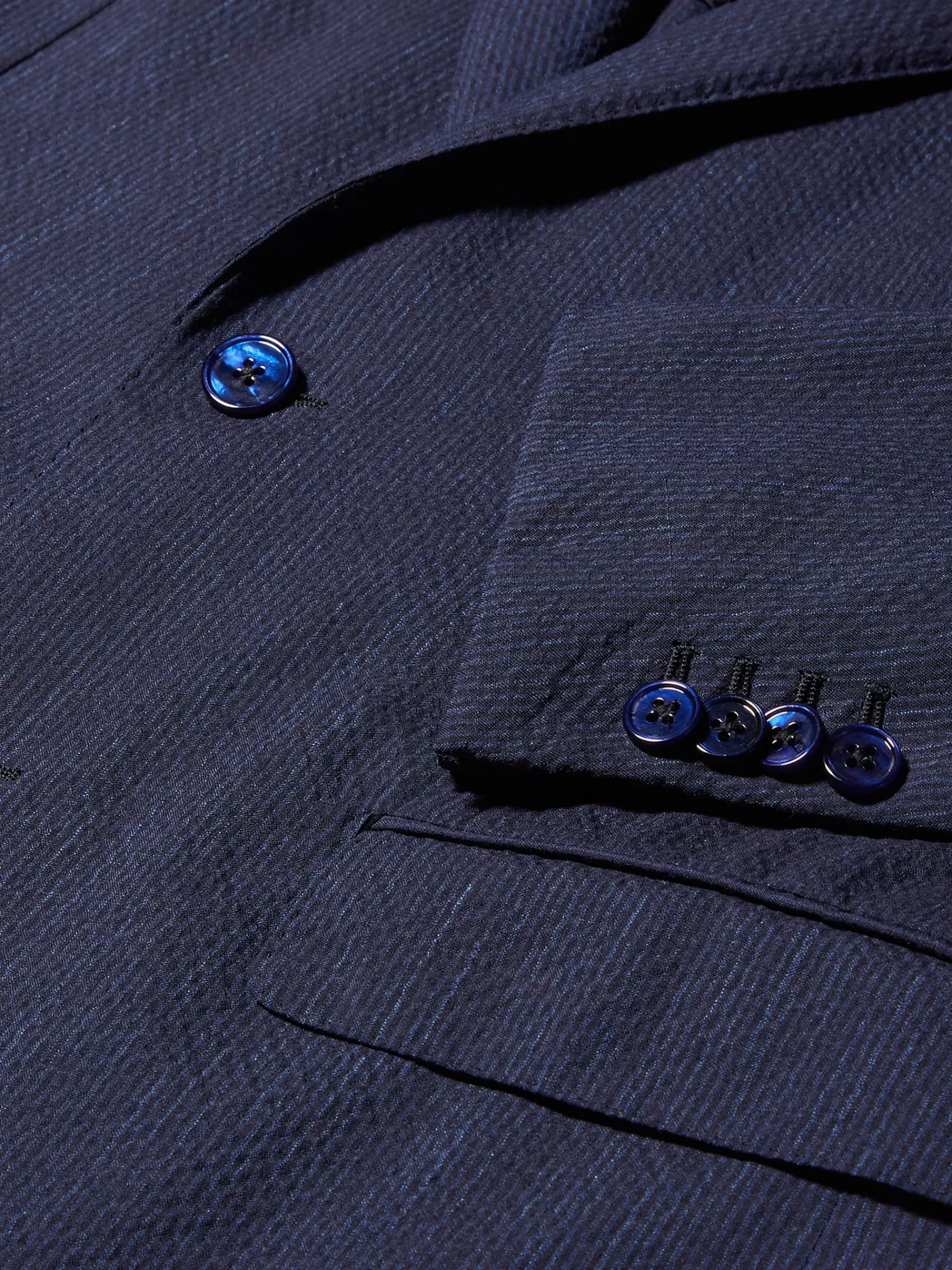 Discount ZEGNA Veste En Trofeo™ Seersucker De Laine, Soie Et Lin Bleu A Micro-Carreaux Bleu/Bleu Marine
