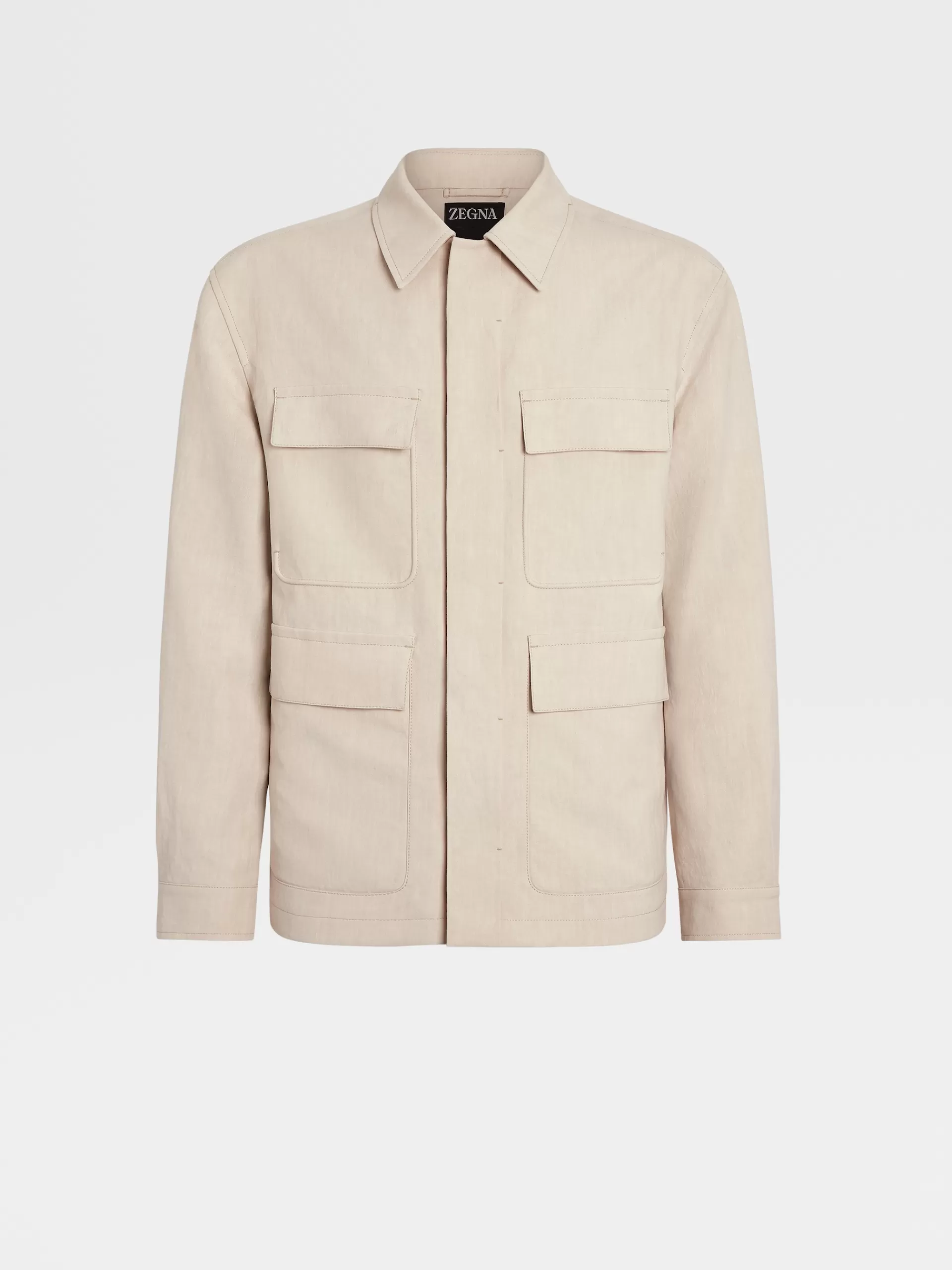 Online ZEGNA Veste Militaire En Lin Pur Blanc Casse