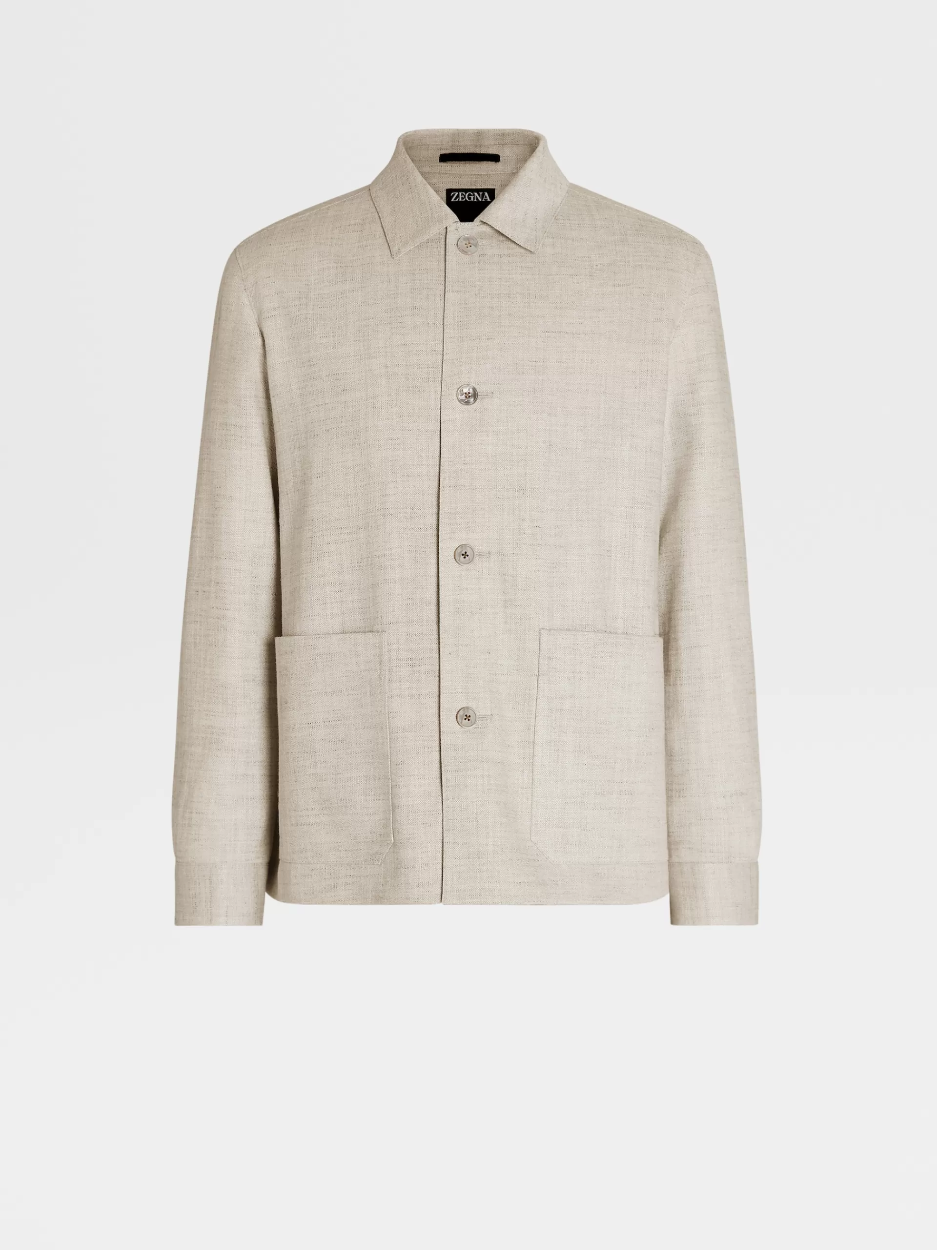 Discount ZEGNA Veste Workwear En Soie Et Lin Melanges Blanc Casse